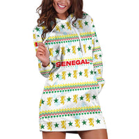 Senegal Christmas Hoodie Dress with White-Green-Yellow Design, Golden Lion, and Festive Stars Motif - Wonder Print Shop