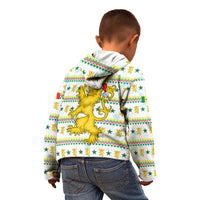 Senegal Christmas Kid Hoodie with White-Green-Yellow Design, Golden Lion, and Festive Stars Motif - Wonder Print Shop