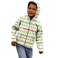 Senegal Christmas Kid Hoodie with White-Green-Yellow Design, Golden Lion, and Festive Stars Motif - Wonder Print Shop