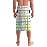 Senegal Christmas Lavalava with White-Green-Yellow Design, Golden Lion, and Festive Stars Motif - Wonder Print Shop