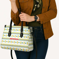 Senegal Christmas Leather Bag with White-Green-Yellow Design, Golden Lion, and Festive Stars Motif - Wonder Print Shop