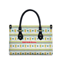 Senegal Christmas Leather Bag with White-Green-Yellow Design, Golden Lion, and Festive Stars Motif - Wonder Print Shop