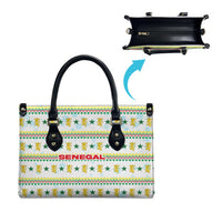 Senegal Christmas Leather Bag with White-Green-Yellow Design, Golden Lion, and Festive Stars Motif - Wonder Print Shop