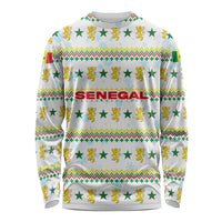 Senegal Christmas Long Sleeve Shirt with White-Green-Yellow Design, Golden Lion, and Festive Stars Motif - Wonder Print Shop
