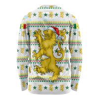 Senegal Christmas Long Sleeve Shirt with White-Green-Yellow Design, Golden Lion, and Festive Stars Motif - Wonder Print Shop