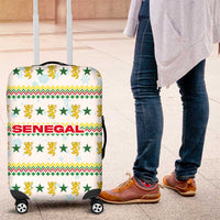 Senegal Christmas Luggage Cover with White-Green-Yellow Design, Golden Lion, and Festive Stars Motif - Wonder Print Shop