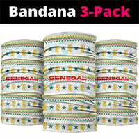 Senegal Christmas Neck Gaiter with White-Green-Yellow Design, Golden Lion, and Festive Stars Motif - Wonder Print Shop