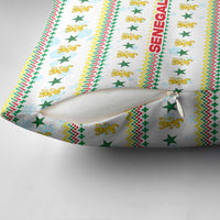 Senegal Christmas Pillow Cover with White-Green-Yellow Design, Golden Lion, and Festive Stars Motif - Wonder Print Shop