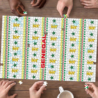 Senegal Christmas Puzzle with White-Green-Yellow Design, Golden Lion, and Festive Stars Motif - Wonder Print Shop