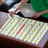 Senegal Christmas Puzzle with White-Green-Yellow Design, Golden Lion, and Festive Stars Motif - Wonder Print Shop