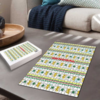 Senegal Christmas Puzzle with White-Green-Yellow Design, Golden Lion, and Festive Stars Motif - Wonder Print Shop