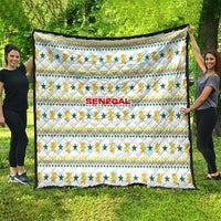 Senegal Christmas Quilt with White-Green-Yellow Design, Golden Lion, and Festive Stars Motif - Wonder Print Shop