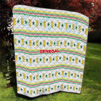 Senegal Christmas Quilt with White-Green-Yellow Design, Golden Lion, and Festive Stars Motif - Wonder Print Shop