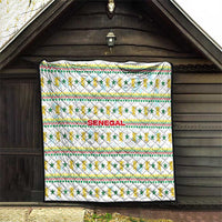 Senegal Christmas Quilt with White-Green-Yellow Design, Golden Lion, and Festive Stars Motif - Wonder Print Shop