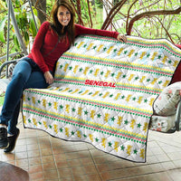 Senegal Christmas Quilt with White-Green-Yellow Design, Golden Lion, and Festive Stars Motif - Wonder Print Shop