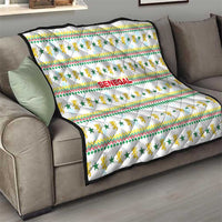 Senegal Christmas Quilt with White-Green-Yellow Design, Golden Lion, and Festive Stars Motif - Wonder Print Shop