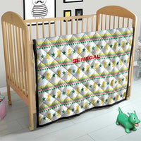Senegal Christmas Quilt with White-Green-Yellow Design, Golden Lion, and Festive Stars Motif - Wonder Print Shop