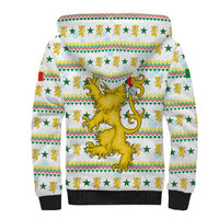 Senegal Christmas Sherpa Hoodie with White-Green-Yellow Design, Golden Lion, and Festive Stars Motif - Wonder Print Shop