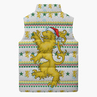 Senegal Christmas Sleeveless Puffer Jacket with White-Green-Yellow Design, Golden Lion, and Festive Stars Motif - Wonder Print Shop