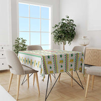 Senegal Christmas Tablecloth with White-Green-Yellow Design, Golden Lion, and Festive Stars Motif - Wonder Print Shop