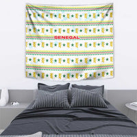 Senegal Christmas Tapestry with White-Green-Yellow Design, Golden Lion, and Festive Stars Motif - Wonder Print Shop