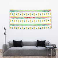 Senegal Christmas Tapestry with White-Green-Yellow Design, Golden Lion, and Festive Stars Motif - Wonder Print Shop