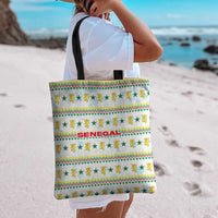 Senegal Christmas Tote Bag with White-Green-Yellow Design, Golden Lion, and Festive Stars Motif - Wonder Print Shop
