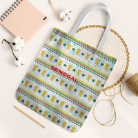 Senegal Christmas Tote Bag with White-Green-Yellow Design, Golden Lion, and Festive Stars Motif - Wonder Print Shop