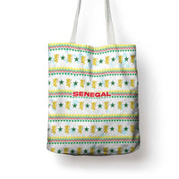 Senegal Christmas Tote Bag with White-Green-Yellow Design, Golden Lion, and Festive Stars Motif - Wonder Print Shop