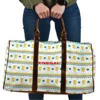 Senegal Christmas Travel Bag with White-Green-Yellow Design, Golden Lion, and Festive Stars Motif - Wonder Print Shop