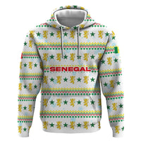 Senegal Christmas Zip Hoodie with White-Green-Yellow Design, Golden Lion, and Festive Stars Motif - Wonder Print Shop