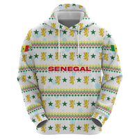 Senegal Christmas Zip Hoodie with White-Green-Yellow Design, Golden Lion, and Festive Stars Motif - Wonder Print Shop