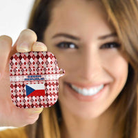 Czech Republic Christmas AirPods Case with Red-White Checkered Design, Double-Tailed Lion, and Festive Motif - Wonder Print Shop