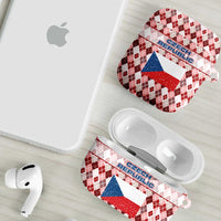 Czech Republic Christmas AirPods Case with Red-White Checkered Design, Double-Tailed Lion, and Festive Motif - Wonder Print Shop