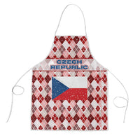 Czech Republic Christmas Apron with Red-White Checkered Design, Double-Tailed Lion, and Festive Motif - Wonder Print Shop