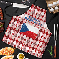 Czech Republic Christmas Apron with Red-White Checkered Design, Double-Tailed Lion, and Festive Motif - Wonder Print Shop