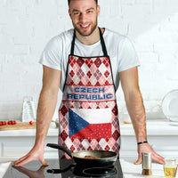 Czech Republic Christmas Apron with Red-White Checkered Design, Double-Tailed Lion, and Festive Motif - Wonder Print Shop