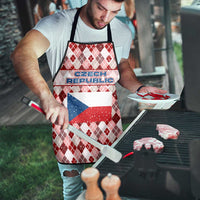 Czech Republic Christmas Apron with Red-White Checkered Design, Double-Tailed Lion, and Festive Motif - Wonder Print Shop