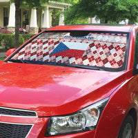 Czech Republic Christmas Auto Sun Shade with Red-White Checkered Design, Double-Tailed Lion, and Festive Motif - Wonder Print Shop