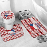 Czech Republic Christmas Bathroom Set with Red-White Checkered Design, Double-Tailed Lion, and Festive Motif - Wonder Print Shop