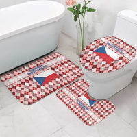 Czech Republic Christmas Bathroom Set with Red-White Checkered Design, Double-Tailed Lion, and Festive Motif - Wonder Print Shop