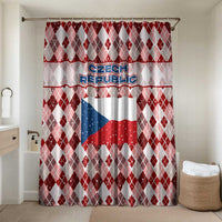 Czech Republic Christmas Bathroom Set with Red-White Checkered Design, Double-Tailed Lion, and Festive Motif - Wonder Print Shop