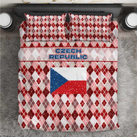 Czech Republic Christmas Bedding Set with Red-White Checkered Design, Double-Tailed Lion, and Festive Motif - Wonder Print Shop
