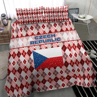 Czech Republic Christmas Bedding Set with Red-White Checkered Design, Double-Tailed Lion, and Festive Motif - Wonder Print Shop