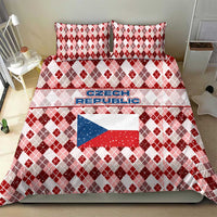 Czech Republic Christmas Bedding Set with Red-White Checkered Design, Double-Tailed Lion, and Festive Motif - Wonder Print Shop