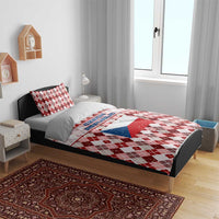 Czech Republic Christmas Bedding Set with Red-White Checkered Design, Double-Tailed Lion, and Festive Motif - Wonder Print Shop