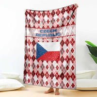 Czech Republic Christmas Blanket with Red-White Checkered Design, Double-Tailed Lion, and Festive Motif - Wonder Print Shop