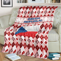Czech Republic Christmas Blanket with Red-White Checkered Design, Double-Tailed Lion, and Festive Motif - Wonder Print Shop