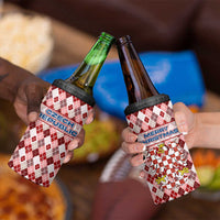 Czech Republic Christmas 4 in 1 Can Cooler Tumbler with Red-White Checkered Design, Double-Tailed Lion, and Festive Motif - Wonder Print Shop