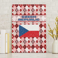Czech Republic Christmas Canvas Wall Art with Red-White Checkered Design, Double-Tailed Lion, and Festive Motif - Wonder Print Shop